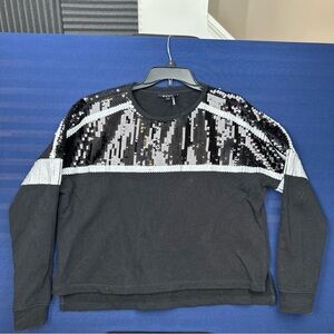 DKNY Black‎ Top with Silver Sequin Accents